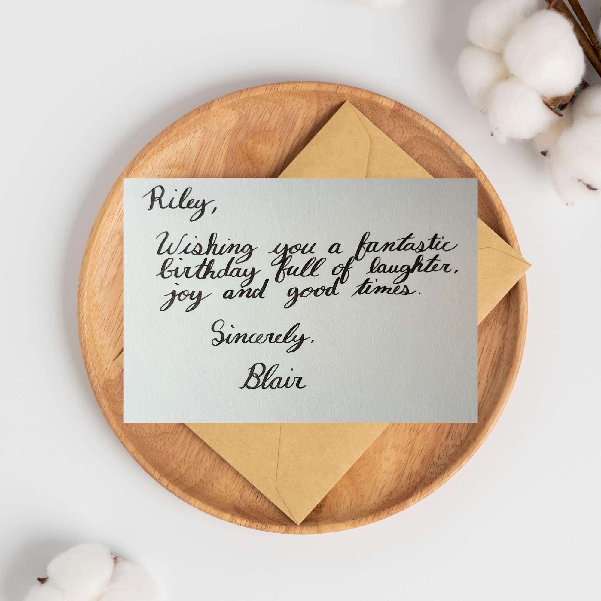 Handwritten Card Example Handwritten Greeting Card for Any Occasion, Personalized Cursive ...