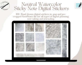 Watercolor Sticky Note Digital Stickers | GoodNotes Planner (PNG)