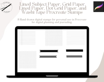 Procreate Paper & Washi Tape Stamps | Digital Planner Brushes (Digital Download)