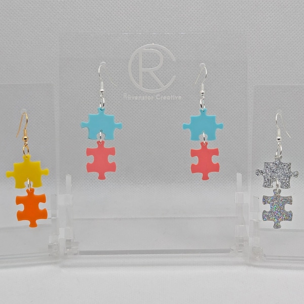 Orecchini pendenti con pezzi di puzzle, altri colori disponibili, leggeri, audaci e luminosi, per feste di moda, piccoli gioielli, regalo regalo