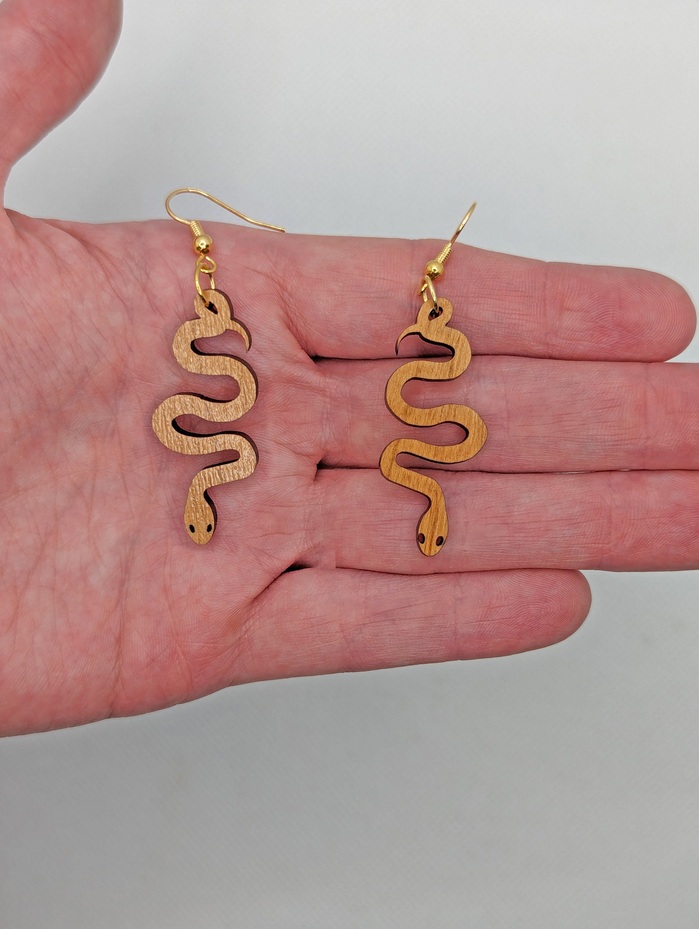 Yheakne Orecchini a forma di serpente in oro pendenti, con fiocco bar, orecchie, lunghe gocce irregolari, per donne e ragazze, Metallo