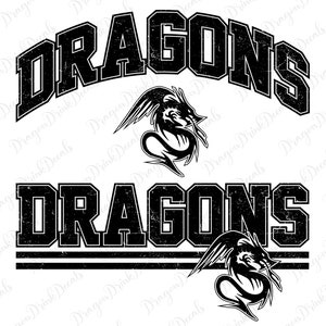 Dragons Distressed Svg, Mascot Sublimation, Dragons Mascot Svg, Digital Download, Game Day Tee, School Spirit, Team Design, Cricut Files