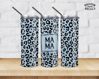 Mama Tumbler PNG, Digital Download, Seamless Leopard Tumbler Design, Mom Tumbler Wrap, 20oz Skinny Tumbler, Cheetah Tumbler Sublimation