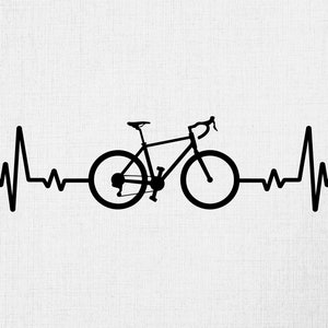Bicycle Heartbeat Svg, Digital Download, Heartbeat Svg, Beating Heart Bicycle Svg, Silhouette, Ekg Heartbeat Line Svg, Cricut, Svg Cut File