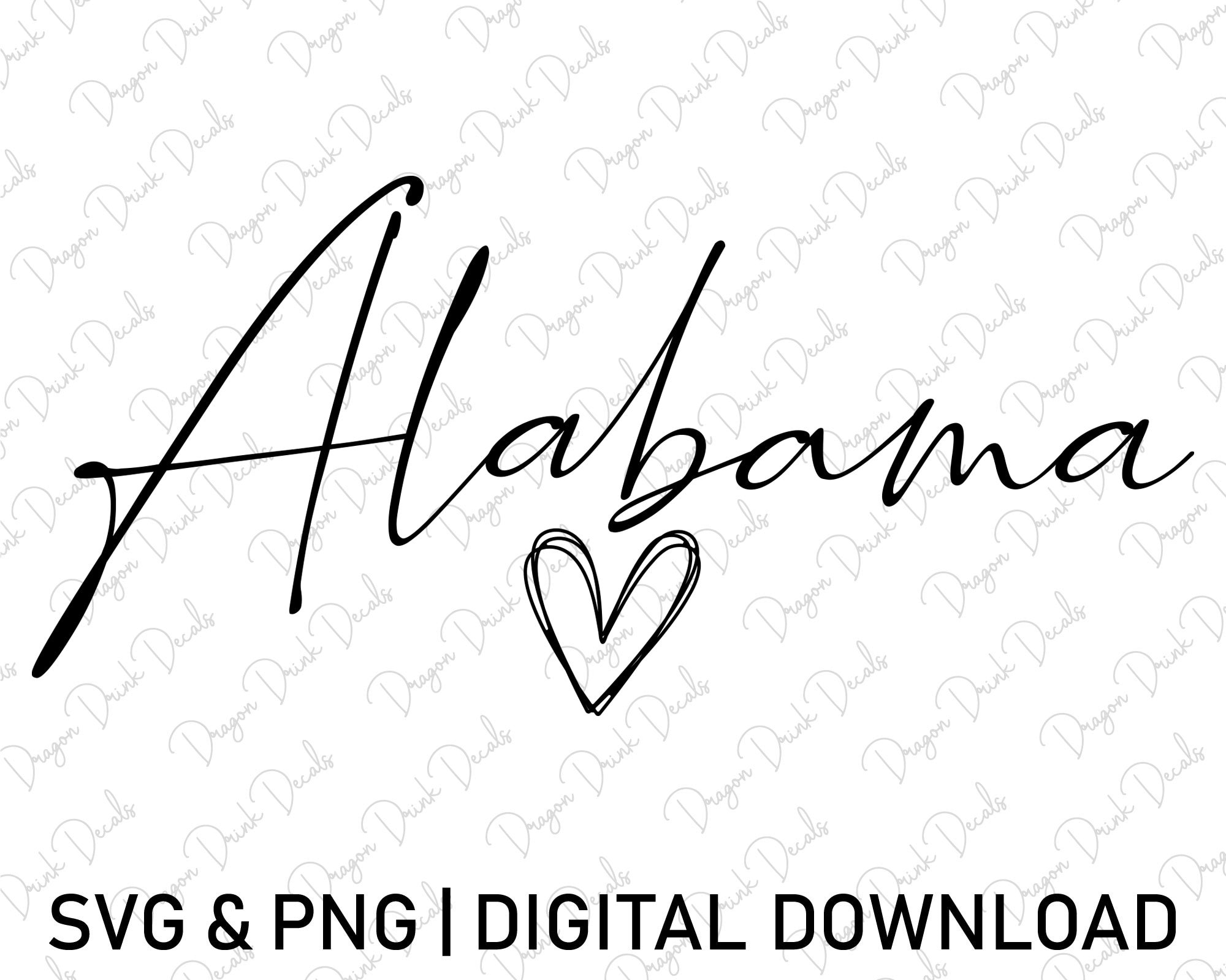 Alabama Svg, Digital Download, USA Svg, Cursive Font Svg, Alabama Shirt Svg, Silhouette, Heart Svg, State Svg, Cricut, Svg Cut File