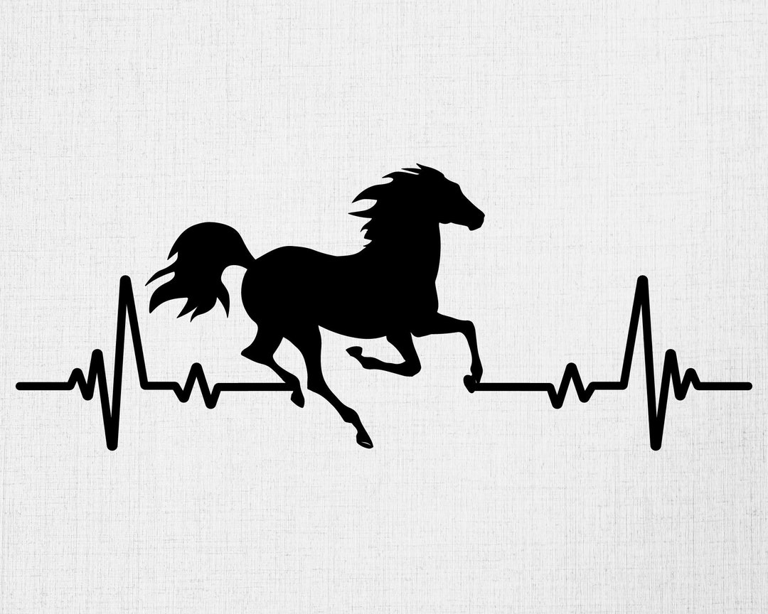 Horse Heartbeat Svg, Digital Download, Heartbeat Svg, Running Horse Svg