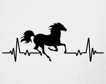 Pferd Herzschlag Svg, Digitaler Download, Heartbeat Svg, Running Horse Svg, Pferd Svg, Silhouette, Pferd Svg, Tier Svg, Cricut Cut Datei
