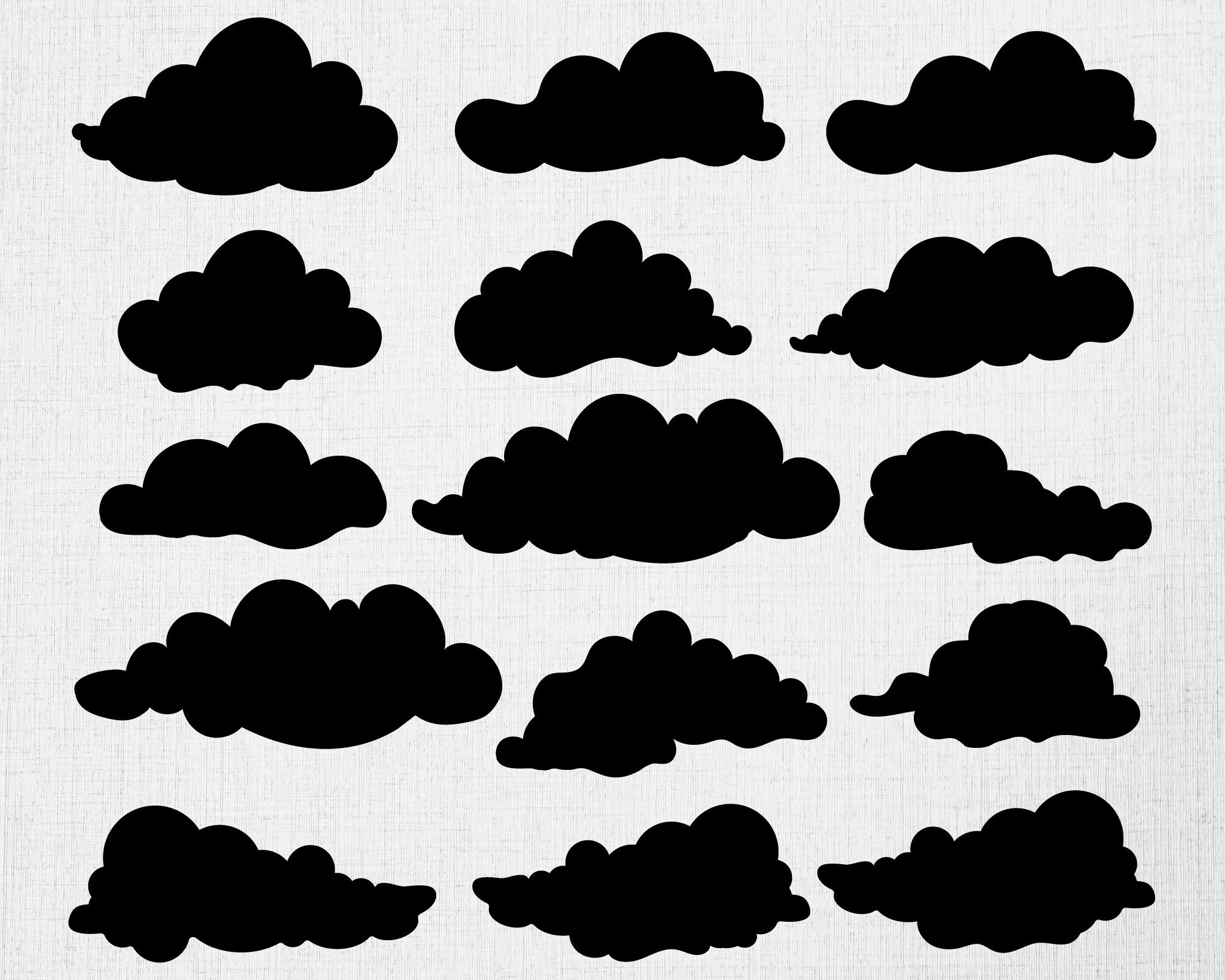 Clouds Svg, Digital Download, Weather Cloud Svg, Silhouette, Black Clouds, Clouds Cut Files, Cute Cloud Svg, Printable, Cricut, Svg Cut File