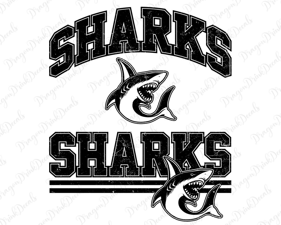 Sharks Distressed Svg, Mascot Sublimation, Sharks Mascot Svg, Digital ...