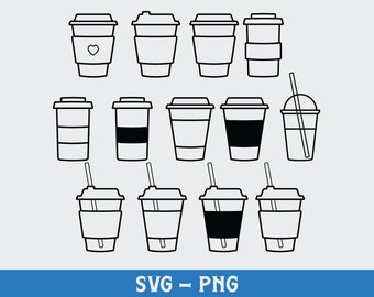 Coffee Cup Bundle Svg, Digital Download, Takeaway Cup Svg, Silhouette, Starbucks Cup Svg, Coffee Cup Svg, Printable, Cricut, Svg Cut File