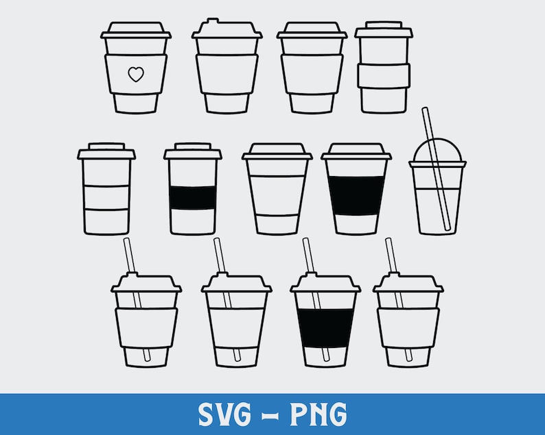 Coffee Cup Bundle Svg, Digital Download, Takeaway Cup Svg, Silhouette ...