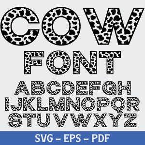 Cow Font TTF Svg, Digital Download, Farmhouse Font Svg, Silhouette, TTF Svg, Cow skin letters Svg, Farm alphabet Svg, Printable, Cricut