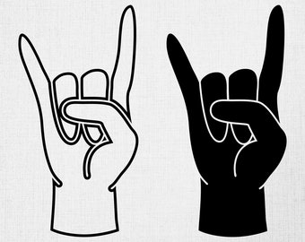 Rock Hand Svg, Rock Music Svg, Musiker Cut Datei, Digital Download, Rock Svg, Cricut, Rock on Hand Svg, druckbar, Rock Hand Cricut