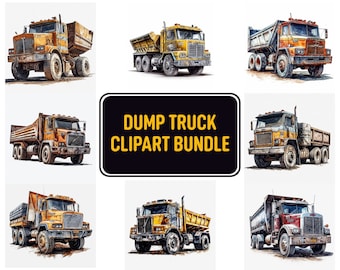 Dumper Clipart, 12 högkvalitativa JPG-filer, Byggfordon, Dumperpaket, Digital nedladdning, Kommersiellt bruk