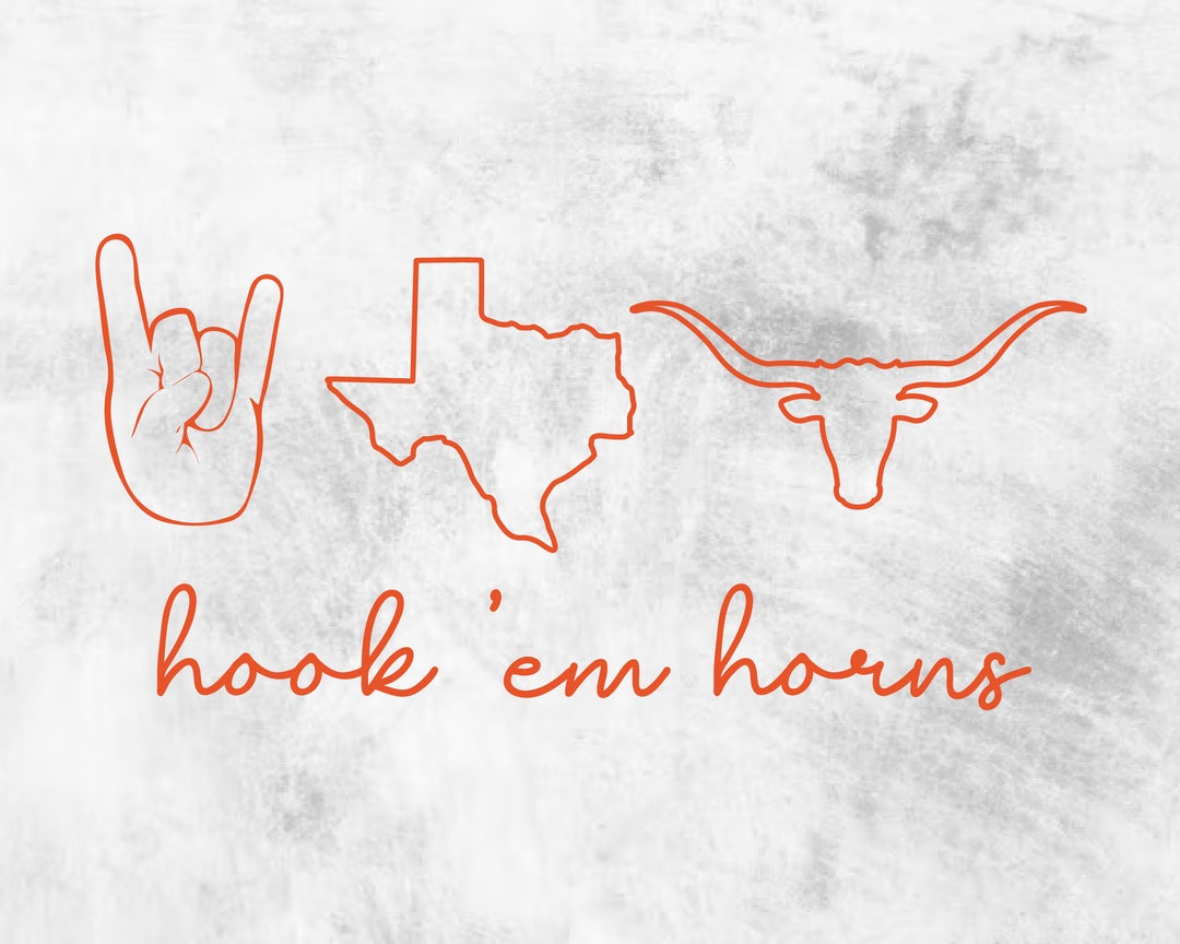 Hook ’em Horns Svg Digital Download Texas Longhorn Head - Etsy