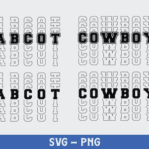 Cowboys Svg, Digital Download, Team Mascot Svg, Silhouette, School Spirit Svg, Mirror Cowboys Svg, Repeating Font Svg, Printable, Cricut