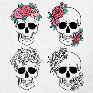 Floral Skull Svg, Skull Svg, Flower Skull Svg, Flower Skull Clip Art, Sugar  Skull Svg, Skull Vector, Skull Flower Crown svg, Skull shirt