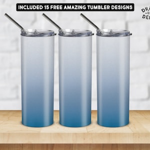 Envoltura de vaso azul Png, diseño de sublimación, vaso delgado de 20 oz Png, descarga digital, tobogán de agua envoltura completa Png, vaso de degradado Png