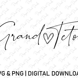 Grand-Teton-Nationalpark-Svg, digitaler Download, kursive Schrift, Urlaub-Svg, Herz-Svg, Grand-Teton-Park-Svg, geschnittene Datei