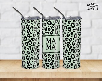 Mama Tumbler PNG, Digital Download, Seamless Leopard Tumbler Design, Mom Tumbler Wrap, 20oz Skinny Tumbler, Cheetah Tumbler Sublimation