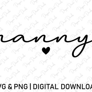 Nanny Svg, Heart Svg, Grandma Svg, Digital Downloads, Family Svg ...