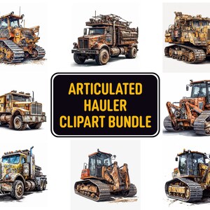 Articulated hauler Clipart, 12 High quality JPG files, Construction Vehicles, Articulated hauler Bundle, Digital Download, Commercial Use