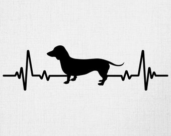 Dachshund Heartbeat Svg, Digital Download, Heartbeat Svg, Dachshund Svg, Silhouette, Dog Svg, Ekg Heartbeat Line Svg, Cricut, Svg Cut File