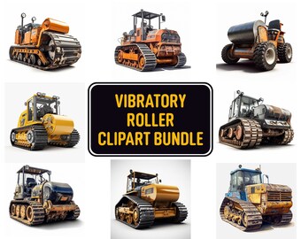 Vibratory roller Clipart, 12 High quality JPG files, Construction Vehicles, Vibratory roller Bundle, Digital Download, Commercial Use