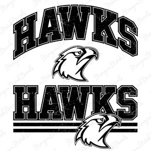 Hawks Distressed Svg, Mascot Sublimation, Hawks Mascot Svg, Digital Download, Game Day Tee, School Spirit, Team Design, Cricut Files