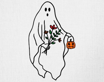 Floral Ghost Svg, Halloween Svg, Pumpkin Svg, Digital Download, Ghost Svg, Printable, Flower Ghost Svg, Cute Ghost Svg, Cricut, Svg Cut File