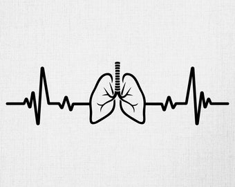 Lungs Heartbeat Svg, Digital Download, Heartbeat Svg, Therapist Svg, Lung Therapy Svg, Silhouette, Ekg Heartbeat Line Svg, Cricut Cut Fil