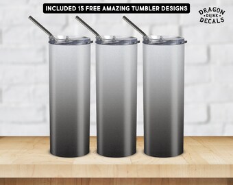 Gray Tumbler Wrap Png, Sublimation Design, 20 Oz Skinny Tumbler Png, Digital Download, Waterslide Full Wrap Png, Gradient Tumbler Png