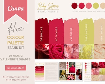 Deluxe Brand Palette  | Editable Canva Colour Palette with Hex Codes | Small Business Branding Kit | Romantic Valentine's Day Colour Palette