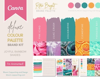 Deluxe Brand Palette  | Editable Canva Colour Palette with Hex Codes | Small Business Branding Kit | Retro Rainbow Colour Palette