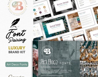 Art Deco Canva Font Pairing Guide - Canva Brand Font Guide - Canva Font Pairing Cheat Sheet - Free Canva Font Pairings - Vintage Logo Design