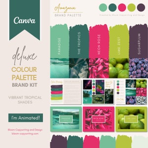 Deluxe Brand Palette  | Editable Canva Colour Palette with Hex Codes | Small Business Branding Kit | Tropical Rainbow Colour Palette