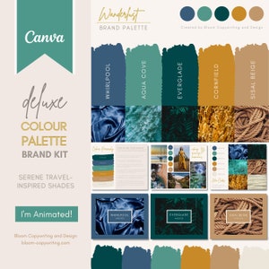 Deluxe Brand Palette  | Editable Canva Colour Palette with Hex Codes | Small Business Branding Kit | Travel-Inspired Colour Palette