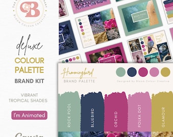 Tropical Brand Colour Palette Canva Templates with Hex Codes – Vibrant and Exotic Luxe Branding Kit for Small Business - Luxury Brand Kit