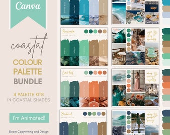 SAVE 10% | Coastal Brand Palette Bundle | Editable Canva Colour Palette with Hex Codes | Deluxe Small Business Branding Kit | Beach Palette