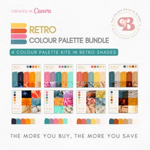 SAVE 25% - Retro Brand Colour Palette Bundle - Canva Colour Palettes with Hex Codes - Premium Business Branding Kit - Vintage Brand Kit