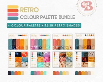 SAVE 25% - Retro Brand Colour Palette Bundle - Canva Colour Palettes with Hex Codes - Premium Business Branding Kit - Vintage Brand Kit