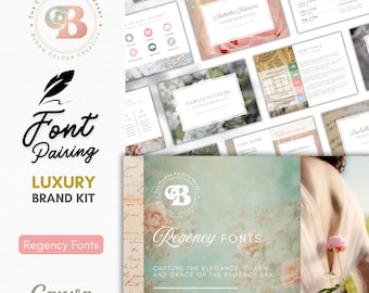 Regency Canva Font Pairing Guide - Luxury Canva Font Guide - Canva Font Pairing Cheat Sheet - Free Canva Font Pairings - Vintage Logo Design