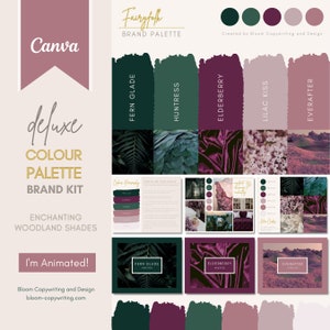 Deluxe Brand Palette | Editable Canva Colour Palette with Hex Codes | Small Business Branding Kit | Forest Fairytale Colour Palette