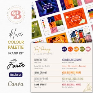 Bauhaus Brand Colour Palette with Fonts - Canva Brand Palette with CMYK, RGB & Hex Codes - Luxury Brand Kit - Canva Font Pairing Guide