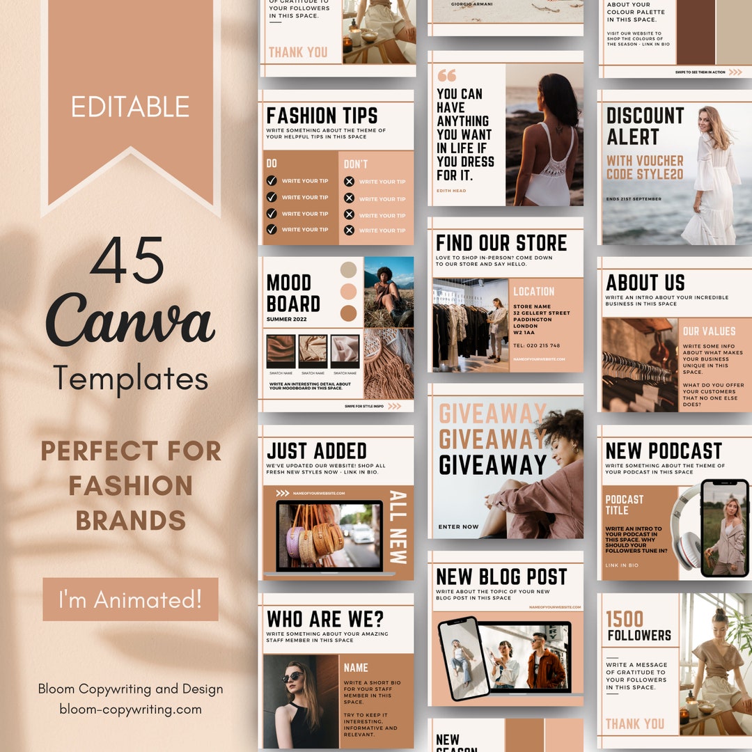 45 Neutral Fashion Templates Customisable Canva Templates for Instagram ...