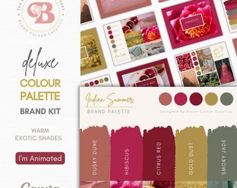 India-Inspired Luxury Brand Colour Palette – Canva Templates with Hex Codes – Rich Red Branding Kit – Exotic Warm Autumn Brand Colours