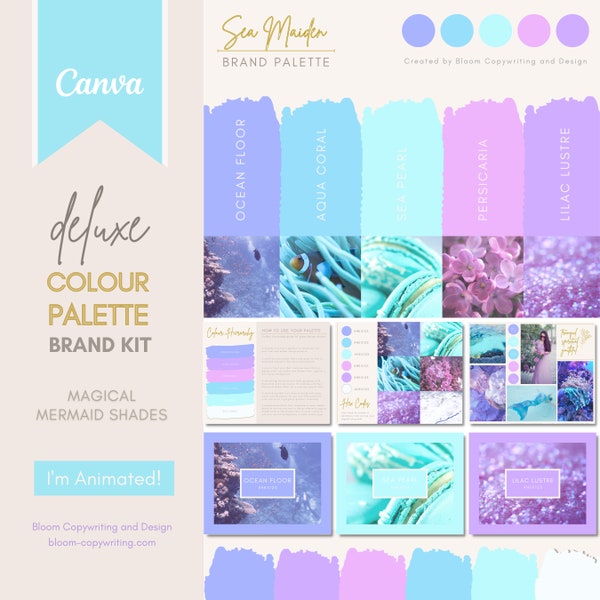 Deluxe Brand Palette | Editable Canva Colour Palette with Hex Codes | Small Business Branding Kit | Mermaid Colour Palette
