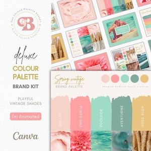 Vintage Spring Brand Colour Palette - Canva Brand Kit with Hex Codes - Retro Floral Branding for Handmade, Fashion and Wedding Businesses