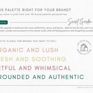Botanical Brand Colour Palette for Canva – Secret Garden Floral Branding Kit – Green Pink Coral Gold with Hex Codes for Nature Brands image 3