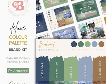 Beachy Brand Colour Palette with Hex Codes – Coastal Colour Palette – Beach Brand Kit – Sea Green and Blue Aesthetic – Ocean Branding Kit